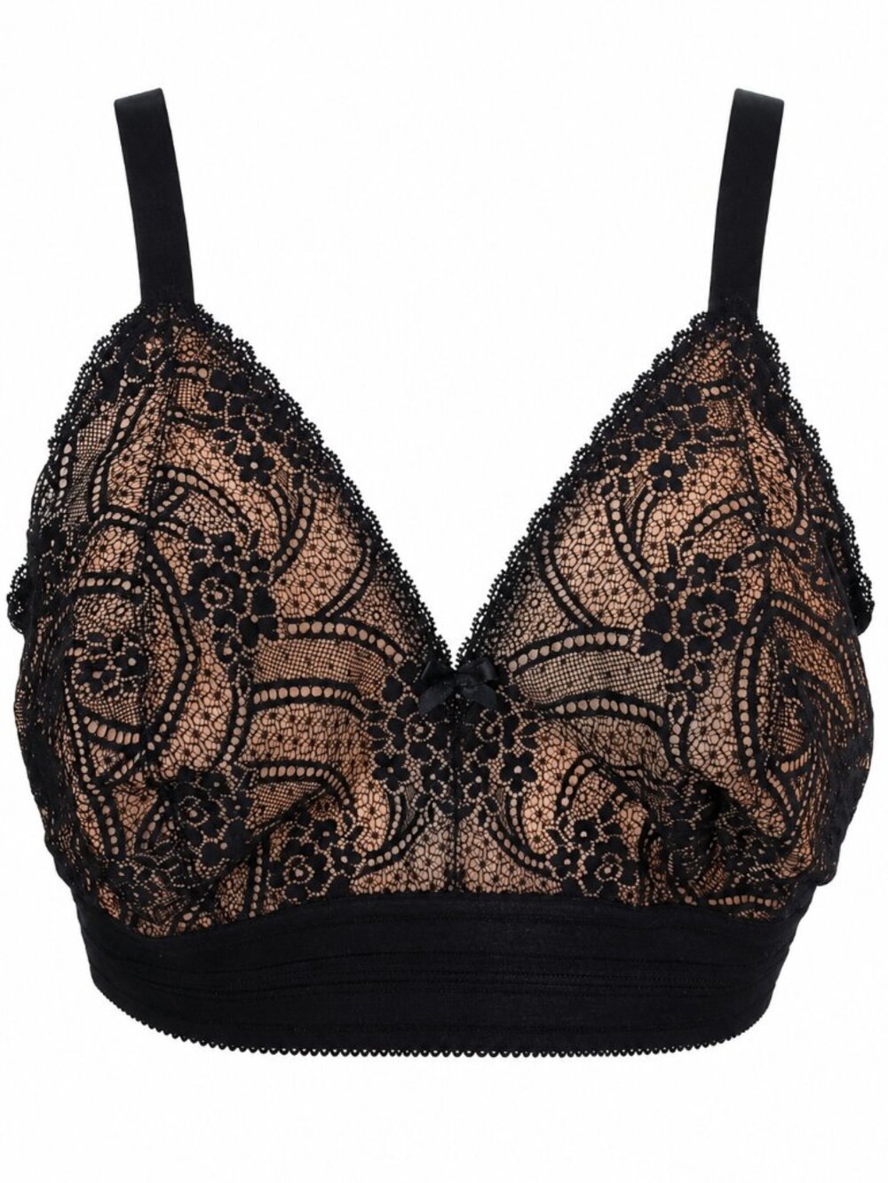 NWT 42D black bra. GLAMORISE wireFREE black lace bra with tan/flesh tone lining